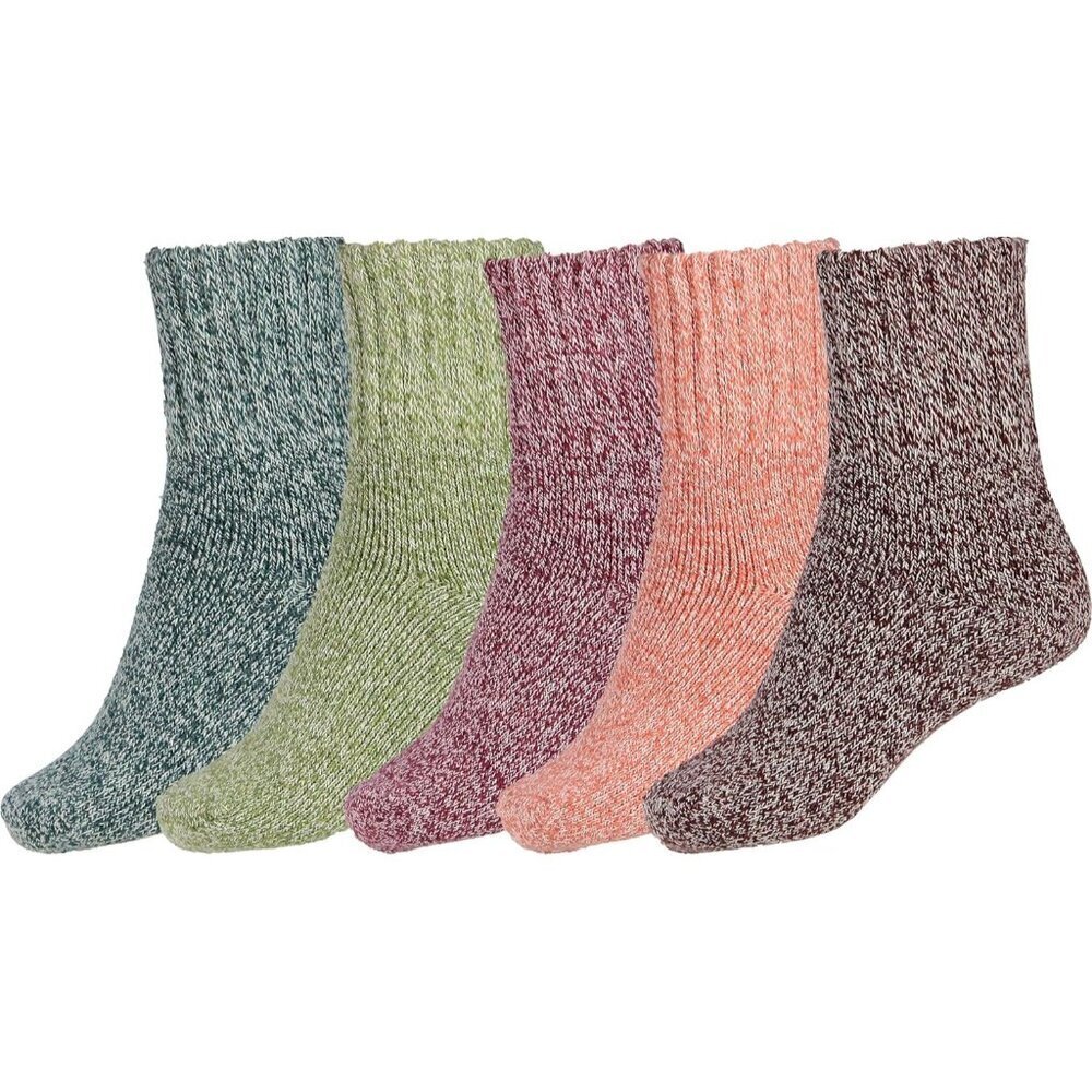 BenSorts Women 5 Packs Darkgreen Green Pink Rose Red Thick Warm Boots Socks